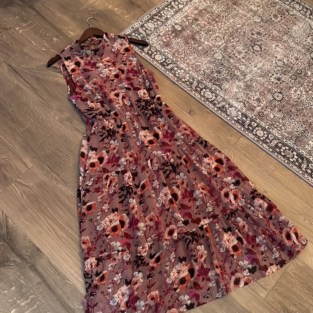 Lulu’s In My Dreams Mauve Floral Print Midi Dress. Small